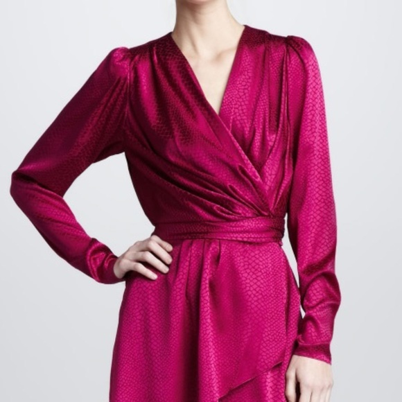 pink silk long sleeve dress